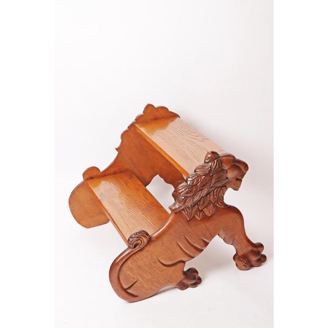 Victorian Oak Lion Library Ladder, 1900 For Sale - Image 12 of 18