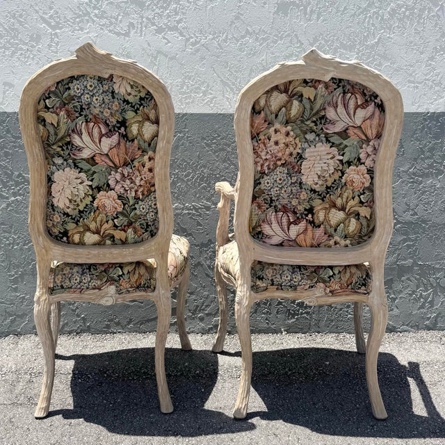 Wood Vintage French Provincial Faux Bois Dining Chairs - Set of 6 For Sale - Image 7 of 7