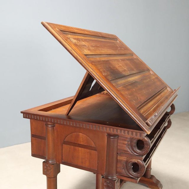 Large Late 19th Century Walnut Library Lectern, Italy For Sale - Image 4 of 10
