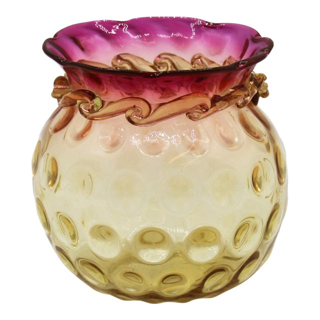 Circa 1890 American Small Amberina Glass Rose Bowl by New England Glass Co. For Sale