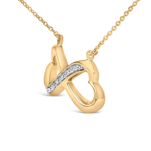 Haus of Brilliance Gold Vermeil Diamond Accent Infinity Heart Pendant Necklace For Sale - Image 4 of 4