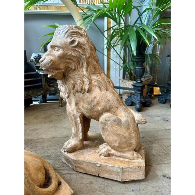 Antique Terracotta Lion Sculptures, 1880s, Set of 2 For Sale - Image 18 of 18