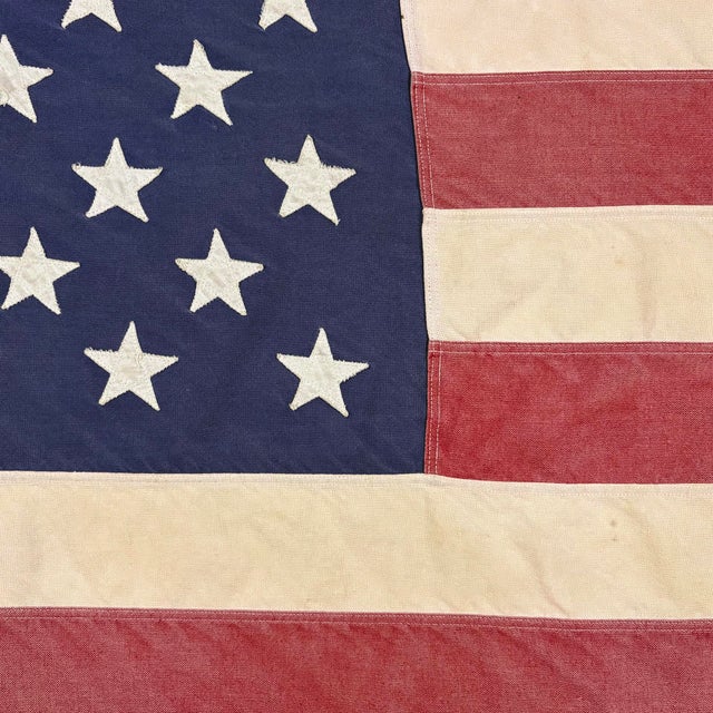 Textile Large Vintage Cotton American Flag With Sewn Stars For Sale - Image 7 of 8