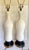 Mid 20th Century Hollywood Regency Textured White Ceramic Table Lamps With Sculptural Wood Bases - Pair For Sale - Image 9 of 12