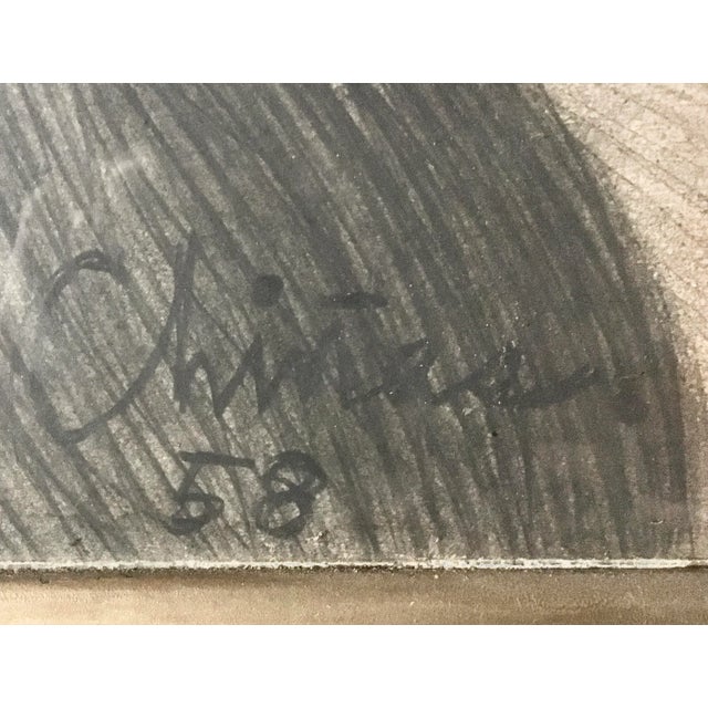 Indian 1950s Joaquin Chinas Drawing, Framed For Sale - Image 3 of 3