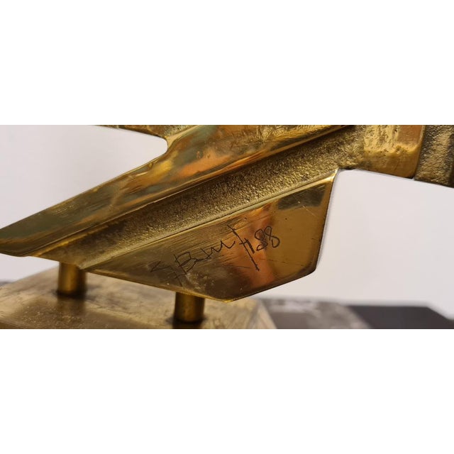 Gold Giuseppe Banfi, Abstract Sculpture, 1988, Brass & Marble For Sale - Image 8 of 15
