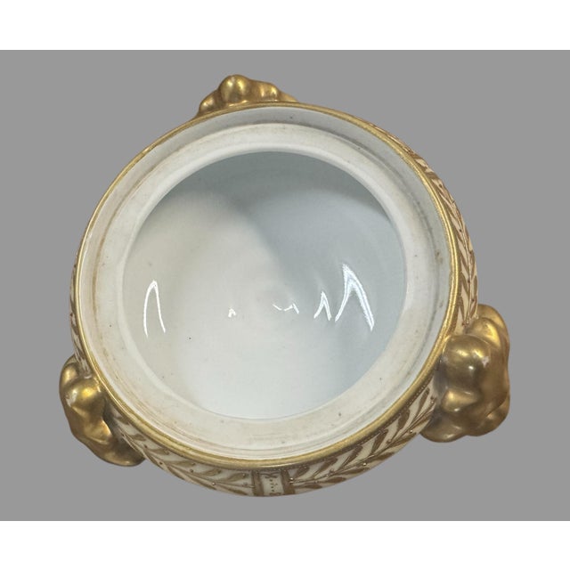 Mid 20th Century Antique Nippon Hand Painted Porcelain Compote Roses Landscape Gilt Footed Stand For Sale - Image 5 of 12