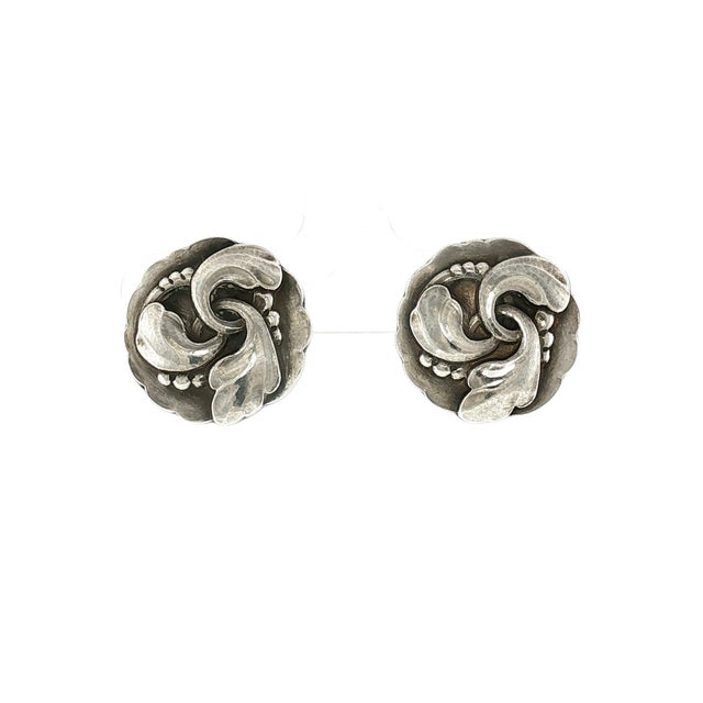 Mid-Century Modern Mid-Century Sterling Georg Jensen #93 Tulip Non-Pierced Earrings For Sale - Image 3 of 6