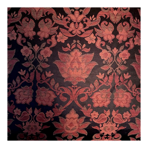 Home Decor Fabric Jacquard Gothic Revival Burgundy and Black Upholstery