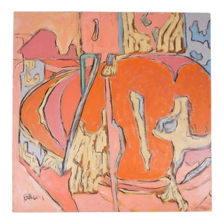 Contemporary Pink and Peach Abstract Painting For Sale