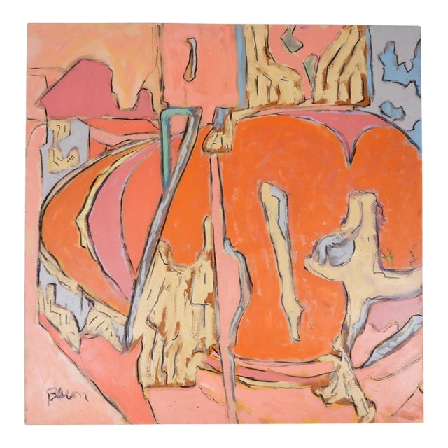 Contemporary Pink and Peach Abstract Painting For Sale