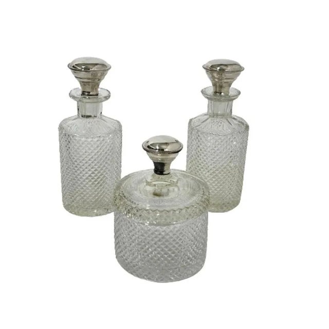 Dutch diamond cut crystal dressing table set by fa. C. Bos & zn, amsterdam 1920s a crystal dressing table set in box, with...