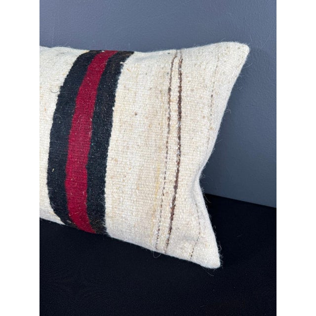 Contemporary Turkish Hemp Pillow Cushion Natural Beige Red Pillow Cushion Cover 16" x 24" For Sale - Image 3 of 4