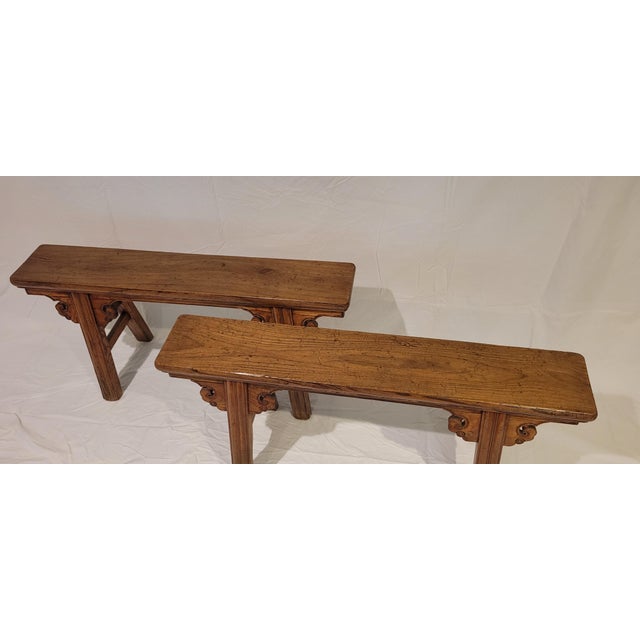Asian Antique Pair of 19th Century Spring Benches For Sale - Image 3 of 15