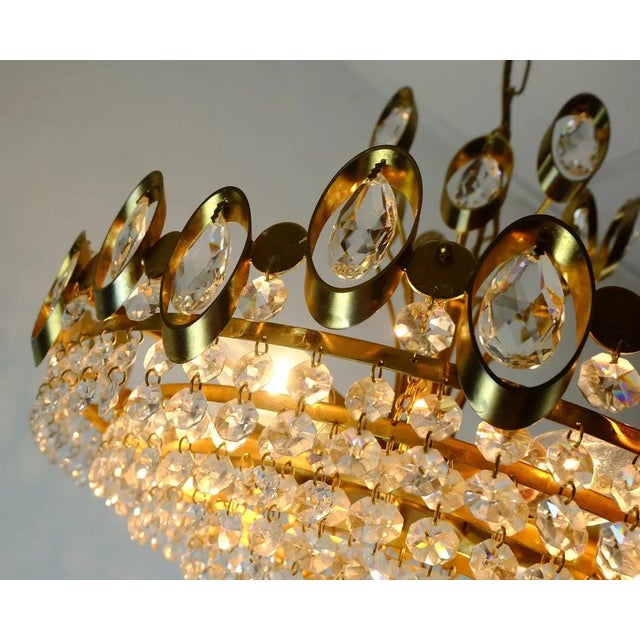 Gold Mid-Century Suspension Crystal Glass and Brass-Plated Lamp by Christoph Palme for Palwa For Sale - Image 8 of 11