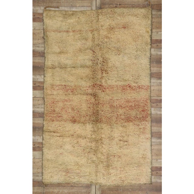 Tan Vintage Berber Beni Mrirt Moroccan Rug - 06'04 X 10'04 For Sale - Image 8 of 9