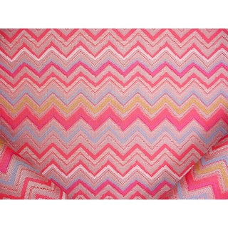 Christopher Farr Lalla Outdoor Rosa Bargello Zig Zag Patio Upholstery Fabric - 6 Yards For Sale