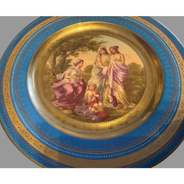 Antique Victorian Royal Vienna Porcelain Gilt Decorated Scenic Bachus 10.75" Plate For Sale - Image 6 of 6