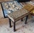 A beautifully crafted vintage marquetry wood inlay with natural mother of pearl folding game table, showcasing intricate...