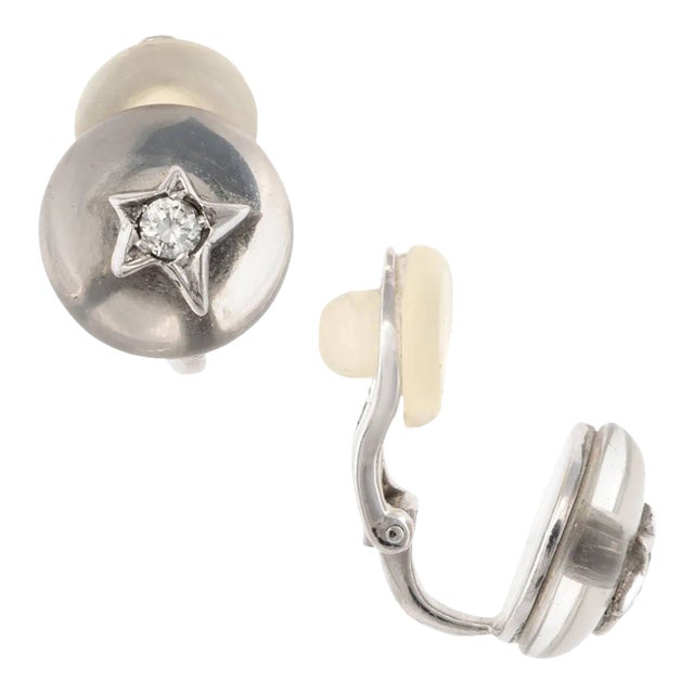 Chanel Comete Diamond Rock Crystal Earrings Vintage 18 Karat White Gold - 2 Pieces For Sale