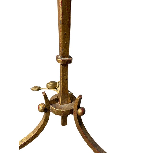 Metal Vintage Floor Lamp in Wrought Iron and Gilt from Maison Ramsay, 1940 For Sale - Image 7 of 8
