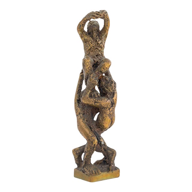 Ernest Bottomley Acrobat Figural Group Gilt Bronze For Sale