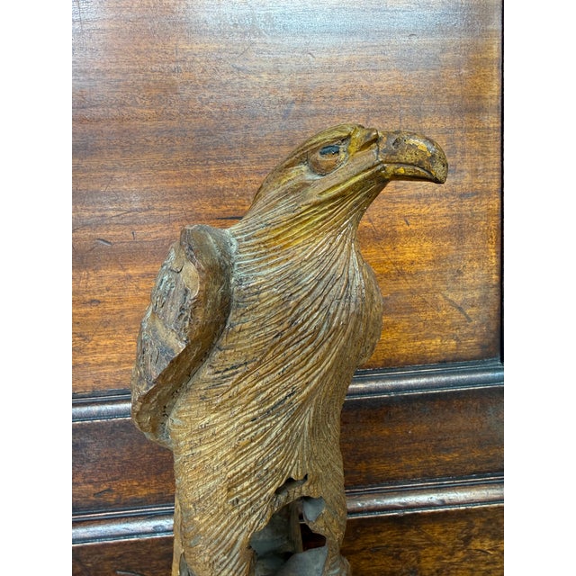 Large Antique Bamboo Hand Carved Eagle Meiji Period For Sale - Image 11 of 14
