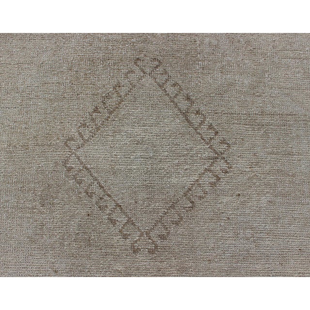Grey and Cream Vintage Turkish Oushak Runner With Geometric Tribal Design For Sale - Image 12 of 12