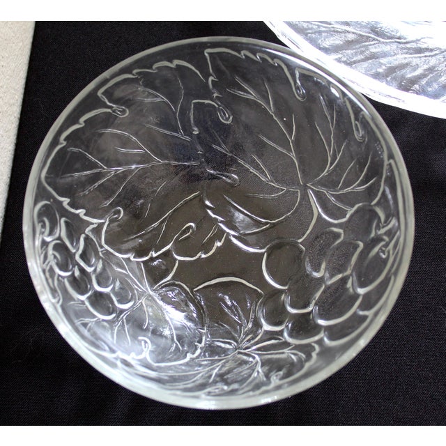 Glass Vintage Kig Indonesia Clear Pressed Glass Grape & Vine Dinnerware Set, 35 Pieces For Sale - Image 7 of 16
