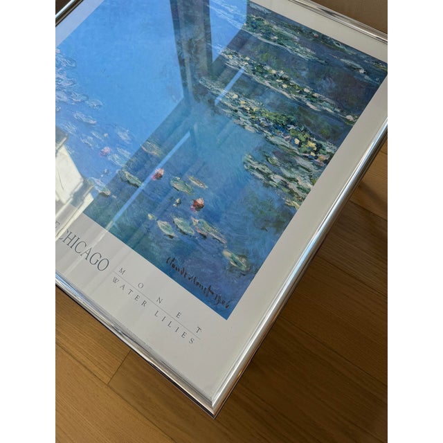 Blue Vintage 1990 Claude Monet Water Lilies Poster, Art Institute of Chicago Collection For Sale - Image 8 of 12