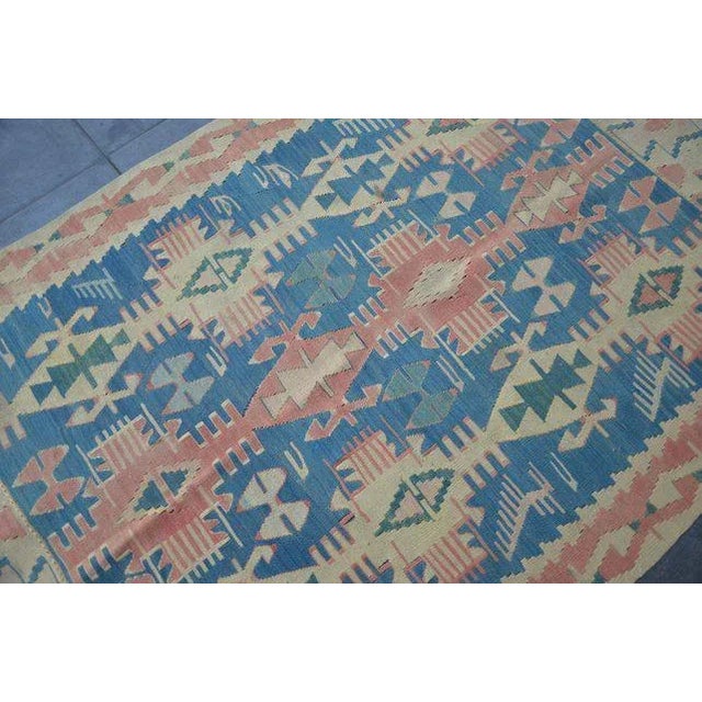 1960s 1960's Vintage Pastel Kilim Rug- 3′6″ × 5′6″ For Sale - Image 5 of 11