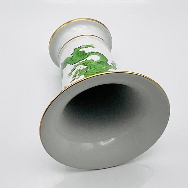 Ceramic Vintage Green Ming Dragon Vase from Meissen Porcelain, 1950s For Sale - Image 7 of 13