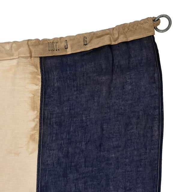 Rustic Vintage Sewn Cotton Nautical Signal Flag For Sale - Image 3 of 4