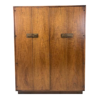 1960s Jack Cartwright for Founders Walnut Chifferobe Armoire For Sale