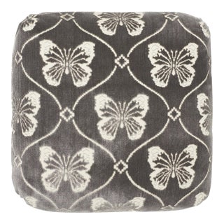 Schumacher Papillion Velvet Pillow in Pewter For Sale