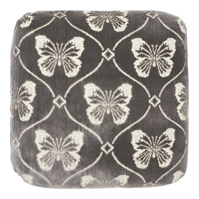 Schumacher Papillion Velvet Pillow in Pewter For Sale