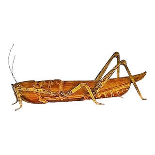 Very Early Hand-Carved Wood and Brass Grasshopper by Sarreid Ltd. (Spain) For Sale