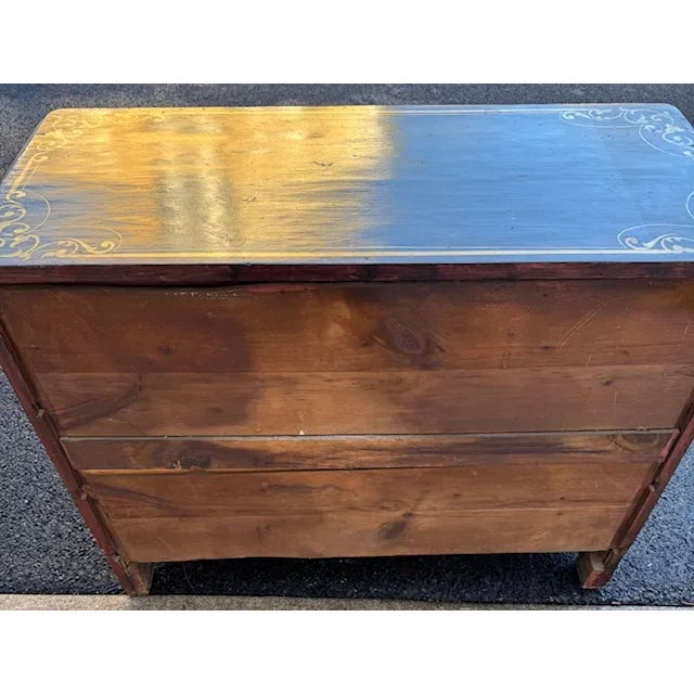 Antique Victorian Paint Decorated Cottage Pine 3 Drawer Chest For Sale - Image 4 of 6