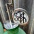 Art Deco Vintage Green Decanter Bottles With Metal Siphon Discs and Monogram Discs - Set of 3 For Sale - Image 3 of 9