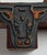 Vintage metal and wood printing block. Image of a Longhorn steer, bull or cow. 3 1/4" x 1 1/2" x 7/8", some surface wear.
