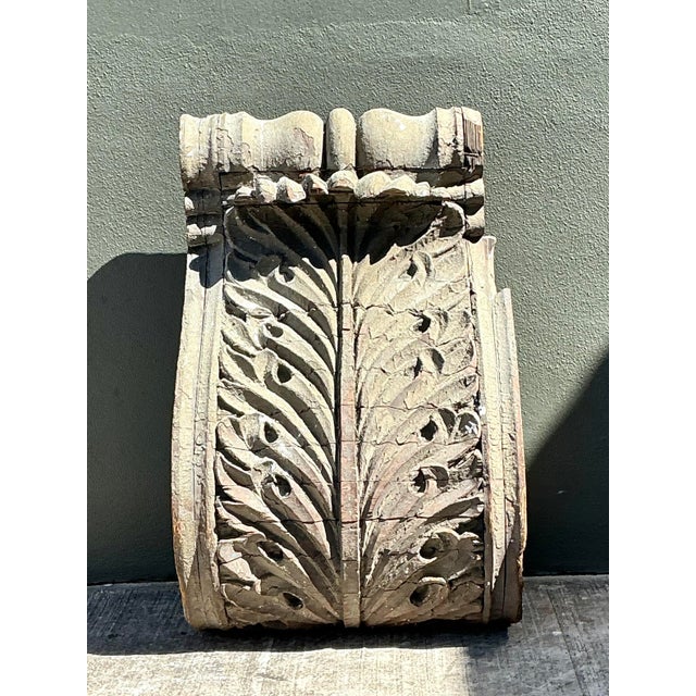 Late 20th Century Vintage 1880s Monumental Distressed Wood Corbel For Sale - Image 5 of 12