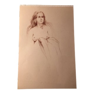 1970s Figurative Female Study Drawing on Paper by Sallie Emmer For Sale