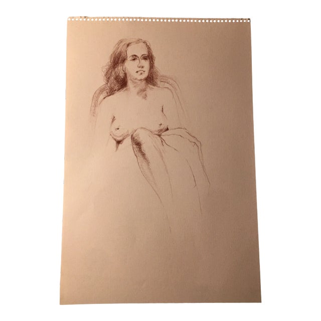 1970s Figurative Female Study Drawing on Paper by Sallie Emmer For Sale