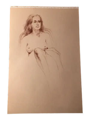 1970s Figurative Female Study Drawing on Paper by Sallie Emmer