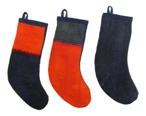 Set of Three Turkish Kilim Giftchristmas Ornaments, Pair Gift Stocking
