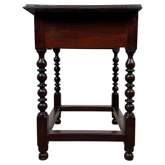 Antique English Bobbin-Turned Oak Side Table, 1800s For Sale - Image 10 of 12