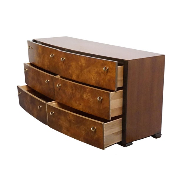 Hickory White Briar Collection Burled Walnut Contemporary Modern / Art Deco 61" Double Dresser 35531-35 For Sale In Kansas City - Image 6 of 13