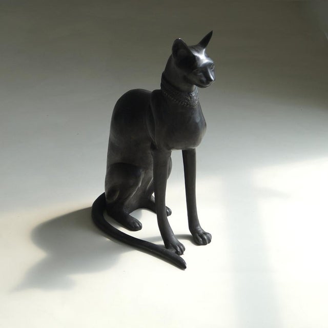 Large Vintage Egyptian Revival Cat Sculpture, 1970s For Sale - Image 4 of 18
