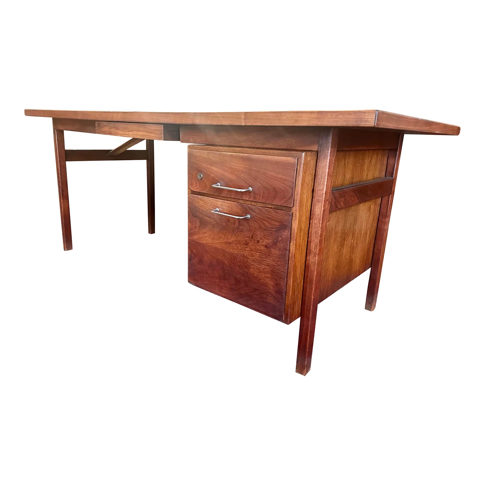 Mid Century Jens Risom Walnut Executive Desk | Chairish