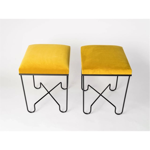 Aronde Black Lacquered Feet and Gold Velvet Benches by Facto Atelier Paris For Sale - Image 4 of 10